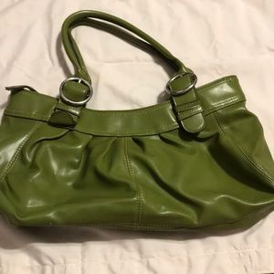 Green leather shoulder bag